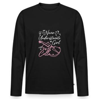 Never underestimate a girl with a cello - Men's Premium Organic Long Sleeve Shirt - black - Front - Nico (187cm)