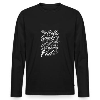 My cello speaks when words fail - Men's Premium Organic Long Sleeve Shirt - black - Front - Nico (187cm)