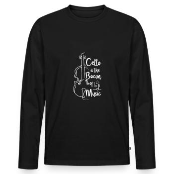 Cello is the bacon of music - Men's Premium Organic Long Sleeve Shirt - black - Front - Nico (187cm)