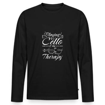 Playing cello is my therapy - Men's Premium Organic Long Sleeve Shirt - black - Front - Nico (187cm)