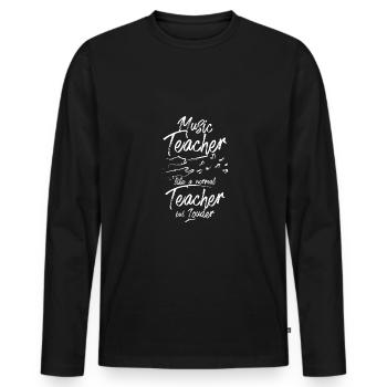 Professeur de musique comme un professeur normal mais plus fort - T-shirt manches longues Premium bio Homme - noir - Devant - Nico (187cm)