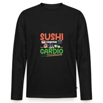 Sushi making is my cardio - Männer Premium Bio Langarmshirt - Schwarz - Vorne - Nico (187cm)