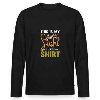 This is my sushi making shirt - Männer Premium Bio Langarmshirt - Schwarz - Vorne - Nico (187cm)