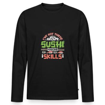 I've got these awesome sushi making skills - Männer Premium Bio Langarmshirt - Schwarz - Vorne - Nico (187cm)