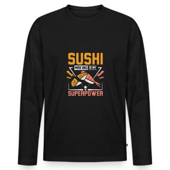 Sushi making is my superpower - Männer Premium Bio Langarmshirt - Schwarz - Vorne - Nico (187cm)
