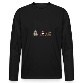 Peace love sushi - Männer Premium Bio Langarmshirt - Schwarz - Vorne - Nico (187cm)