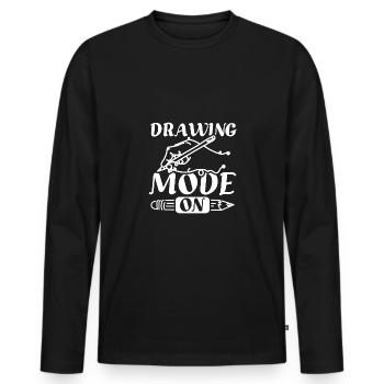 Drawing mode on - Men's Premium Organic Long Sleeve Shirt - black - Front - Nico (187cm)