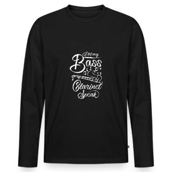 Je laisse parler ma clarinette basse - T-shirt manches longues Premium bio Homme - noir - Devant - Nico (187cm)