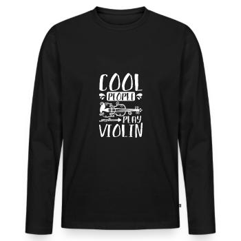 Des gens cool jouent du violon - T-shirt manches longues Premium bio Homme - noir - Devant - Nico (187cm)