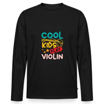 Enfants Tout-petits Cool enfants jouent au violon - T-shirt manches longues Premium bio Homme - noir - Devant - Nico (187cm)