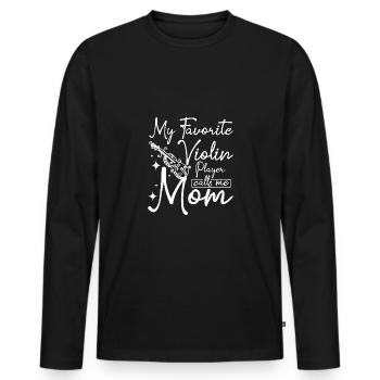 Fête des mères Mon violoniste préféré m’appelle maman - T-shirt manches longues Premium bio Homme - noir - Devant - Nico (187cm)