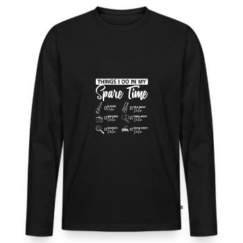 Ce que je fais pendant mon temps libre violoniste - T-shirt manches longues Premium bio Homme - noir - Devant - Nico (187cm)