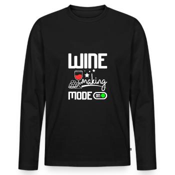 Mode vinification activé - T-shirt manches longues Premium bio Homme - noir - Devant - Nico (187cm)
