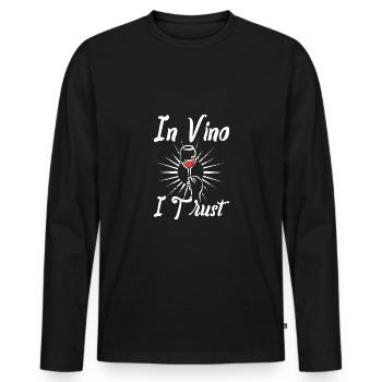 Wine making In vino I trust - Men's Premium Organic Long Sleeve Shirt - black - Front - Nico (187cm)