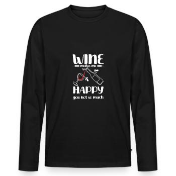 Wine makes me happy you not so much - Männer Premium Bio Langarmshirt - Schwarz - Vorne - Nico (187cm)