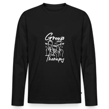 Wine making drinking group therapy - Men's Premium Organic Long Sleeve Shirt - black - Front - Nico (187cm)