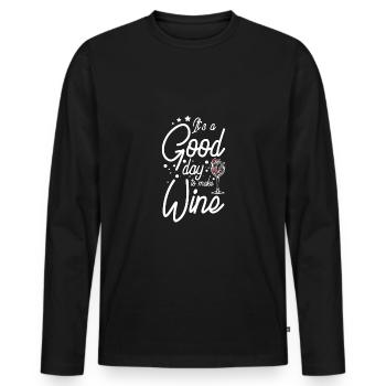Vinification : c’est une bonne journée pour faire du vin - T-shirt manches longues Premium bio Homme - noir - Devant - Nico (187cm)