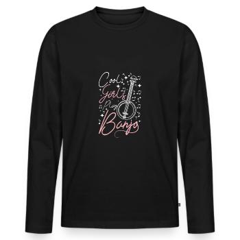 Des filles cool jouent du banjo - T-shirt manches longues Premium bio Homme - noir - Devant - Nico (187cm)