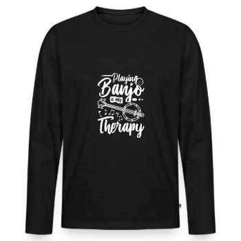 Playing banjo is my therapy - Männer Premium Bio Langarmshirt - Schwarz - Vorne - Nico (187cm)