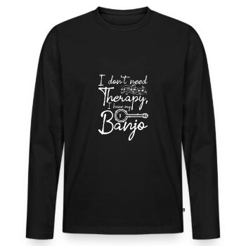 Je n’ai pas besoin de thérapie, j’ai mon banjo - T-shirt manches longues Premium bio Homme - noir - Devant - Nico (187cm)