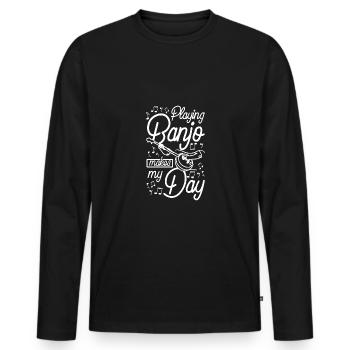 Playing banjo makes my day - Männer Premium Bio Langarmshirt - Schwarz - Vorne - Nico (187cm)
