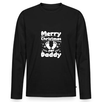 Devenir père, papa Joyeux Noël pour papa - T-shirt manches longues Premium bio Homme - noir - Devant - Nico (187cm)