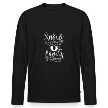 Devenir maman et papa Snow tombe l’amour grandit - T-shirt manches longues Premium bio Homme - noir - Devant - Nico (187cm)