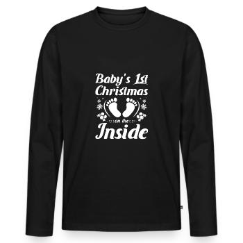 Devenir maman ou maman, le 1er Noël de bébé - T-shirt manches longues Premium bio Homme - noir - Devant - Nico (187cm)