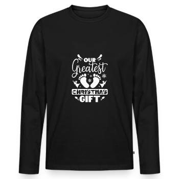 Becoming Mom & Dad, our greatest christmas gift - Men's Premium Organic Long Sleeve Shirt - black - Front - Nico (187cm)