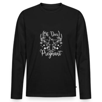 Noël, oh cerf, je suis enceinte - T-shirt manches longues Premium bio Homme - noir - Devant - Nico (187cm)