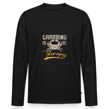 Crab Fishing Crabbing is my therapy - Männer Premium Bio Langarmshirt - Schwarz - Vorne - Nico (187cm)