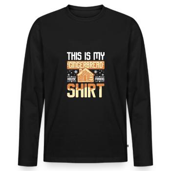 C’est la fabrication de ma maison de pain ginga - T-shirt manches longues Premium bio Homme - noir - Devant - Nico (187cm)