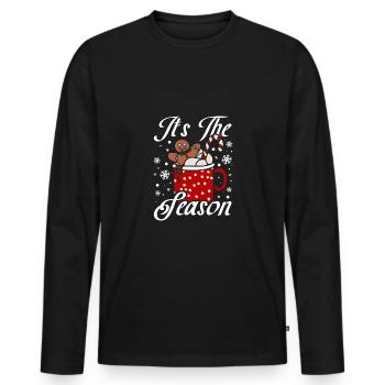 C’est la saison des biscuits de Noël et du chocolat chaud - T-shirt manches longues Premium bio Homme - noir - Devant - Nico (187cm)