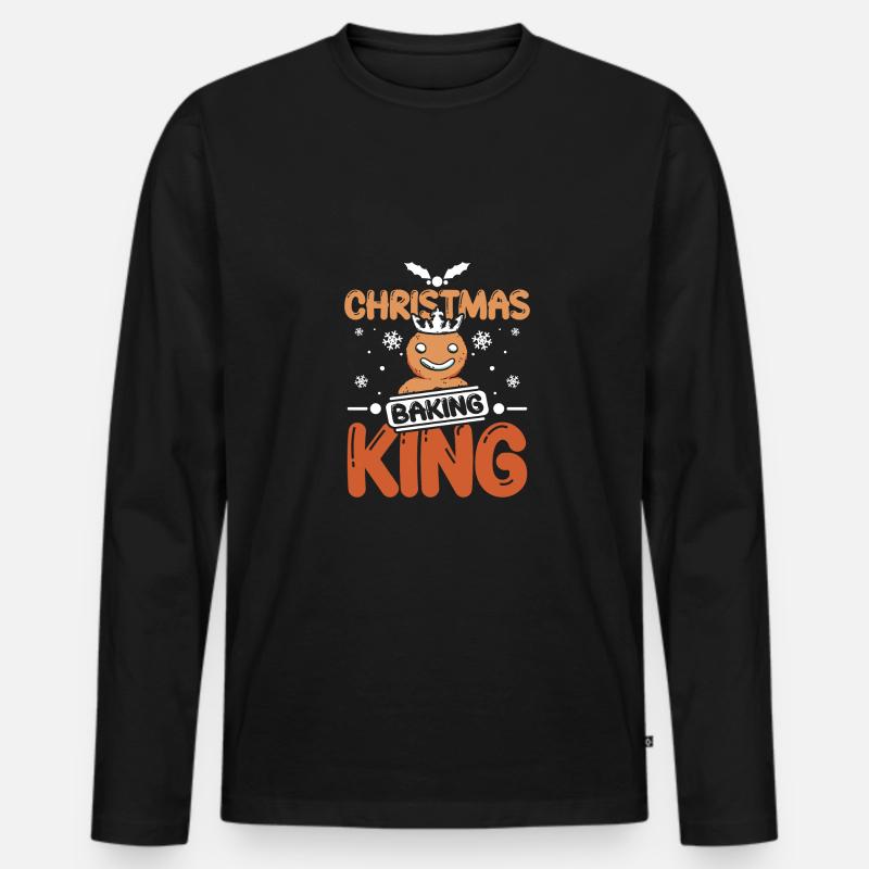 Christmas cookie baking king - Männer Premium Bio Langarmshirt - Schwarz