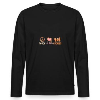 Peace love christmas cookies - Men's Premium Organic Long Sleeve Shirt - black - Front - Nico (187cm)