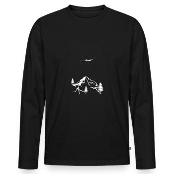 Drawn Glider Flight Mountains Sailplane Pilot - Men's Premium Organic Long Sleeve Shirt - black - Front - Nico (187cm)