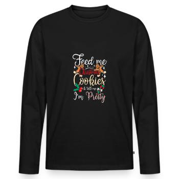 Nourrissez-moi des biscuits de Noël et dites-moi que je suis jolie - T-shirt manches longues Premium bio Homme - noir - Devant - Nico (187cm)