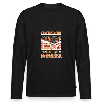 Chef de projet maison en pain d’épices - T-shirt manches longues Premium bio Homme - noir - Devant - Nico (187cm)