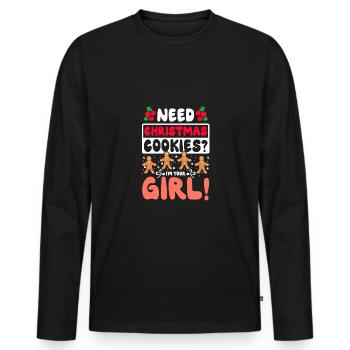 Besoin de biscuits de Noël ? Je suis ta fille ! - T-shirt manches longues Premium bio Homme - noir - Devant - Nico (187cm)