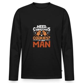 Need christmas cookies? I'm your man! - Männer Premium Bio Langarmshirt - Schwarz - Vorne - Nico (187cm)