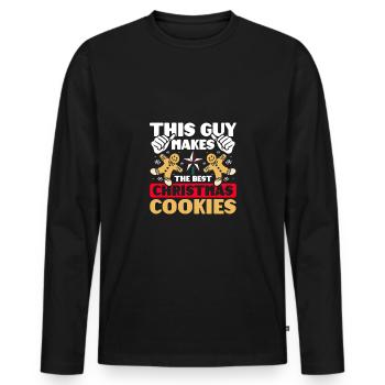 Ce gars fait les meilleurs biscuits de Noël - T-shirt manches longues Premium bio Homme - noir - Devant - Nico (187cm)