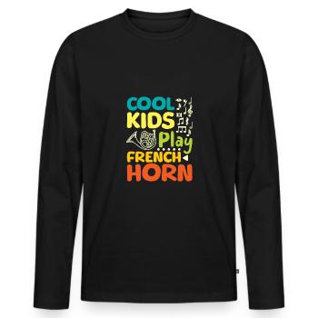 Des enfants musiciens, des enfants cool jouent du cor français - T-shirt manches longues Premium bio Homme - noir - Devant - Nico (187cm)