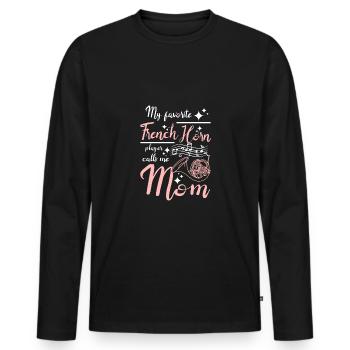 Mon corniste préféré m’appelle maman - T-shirt manches longues Premium bio Homme - noir - Devant - Nico (187cm)
