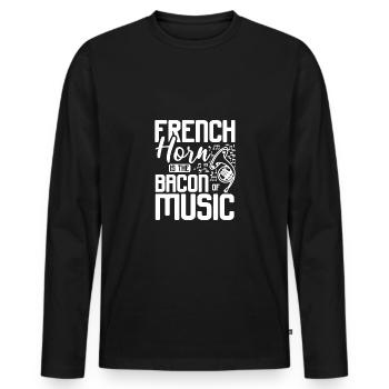 Le cor d’harmonie est le lard de la musique - T-shirt manches longues Premium bio Homme - noir - Devant - Nico (187cm)