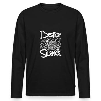 Je détruis le silence, je joue du cor - T-shirt manches longues Premium bio Homme - noir - Devant - Nico (187cm)