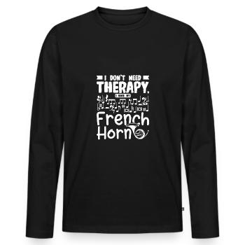 Je n’ai pas besoin de thérapie, j’ai mon cor français - T-shirt manches longues Premium bio Homme - noir - Devant - Nico (187cm)