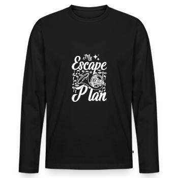 Mon plan d’évasion, jouer du cor français - T-shirt manches longues Premium bio Homme - noir - Devant - Nico (187cm)