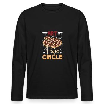 L’art d’un cercle de pizza parfait - T-shirt manches longues Premium bio Homme - noir - Devant - Nico (187cm)