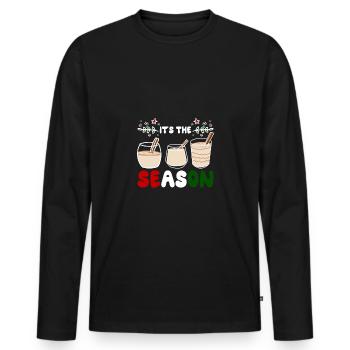 Porto Rico Noël, c’est la saison coquito - T-shirt manches longues Premium bio Homme - noir - Devant - Nico (187cm)