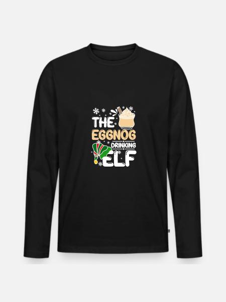The eggnog drinking elf - Men's Premium Organic Long Sleeve Shirt - black